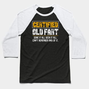 Certified Old Fart Funny Retirement Baseball T-Shirt